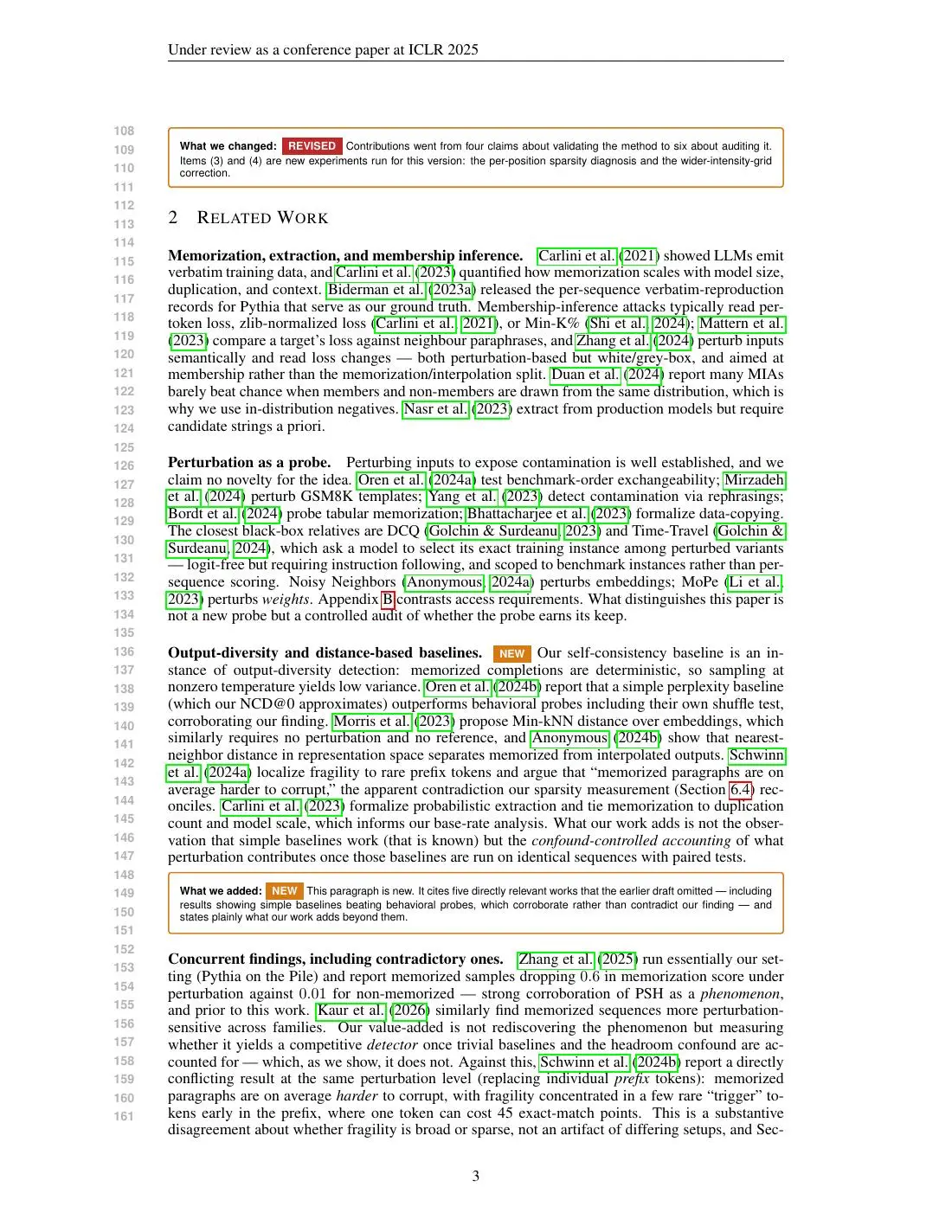 Annotated page 3 from Memorization or Interpolation? What Perturbation Sensitivity Actually Detects in Language Models